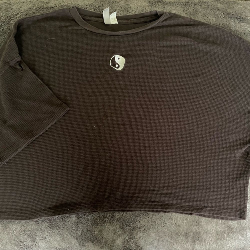 ASOS yin yang waffle crop tee